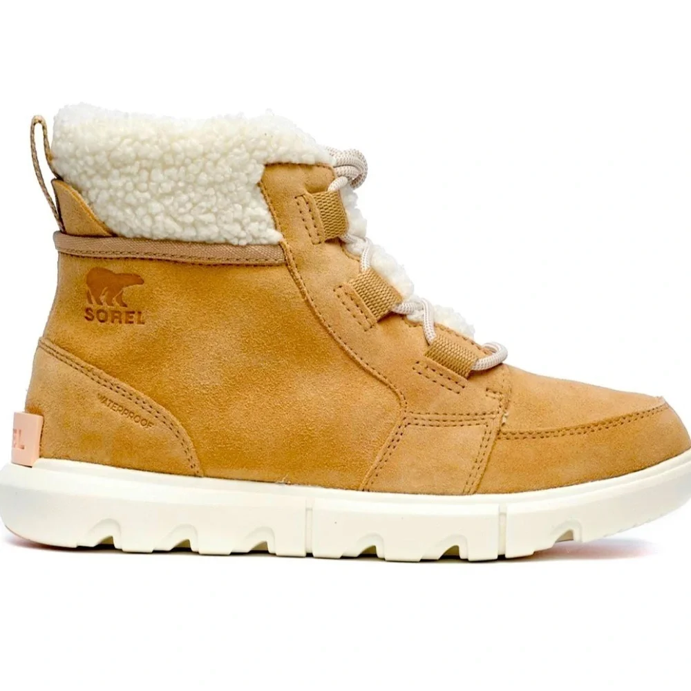 Sorel Explorer II Carnival Winter Tan & Pink Sherpa Boots size 6 NWOT